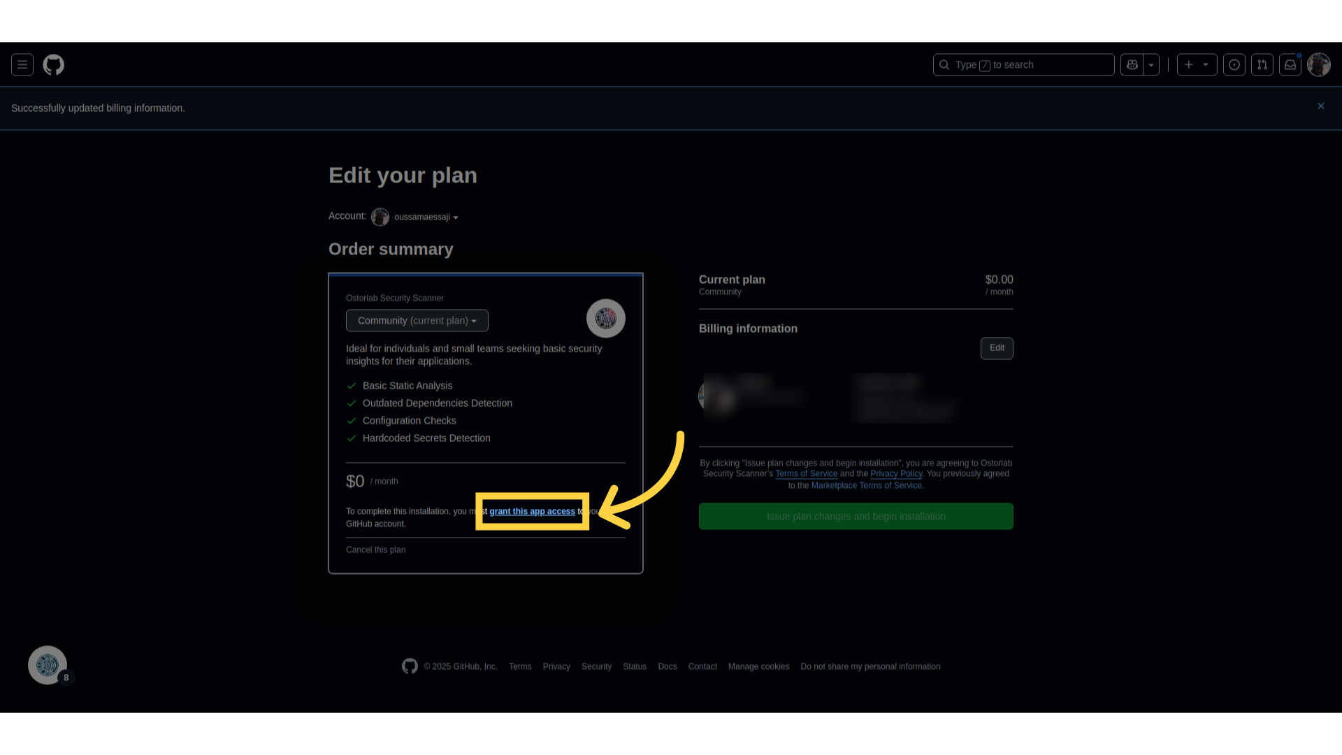 Provide permissions 