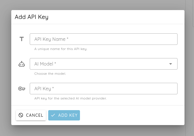 BYOK menu on Ostorlab platform that allows users to add api key and choose ai model