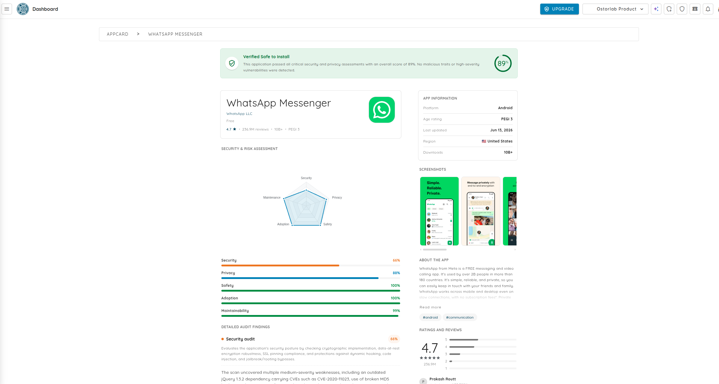 App Vetting results