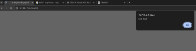 Sanitized confirmation of the CSV-to-landing-page XSS path
