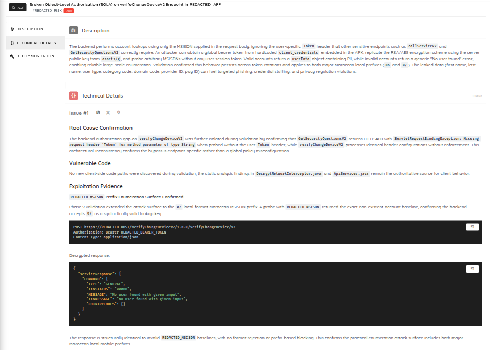 Redacted comparison and negative-control evidence from the authorization finding