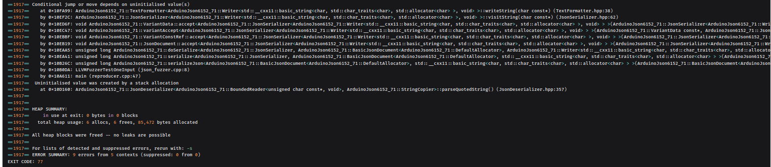 Deep Agentic Scan Valgrind Memcheck exfiltration trace and exit code 77 verification