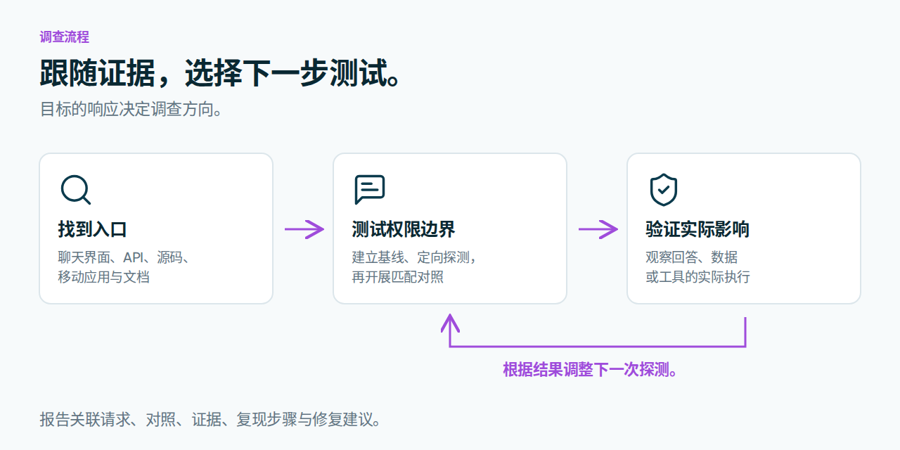 Agentic Deep Scan 从可用资产到助手发现、受控测试和证据审查的工作流程