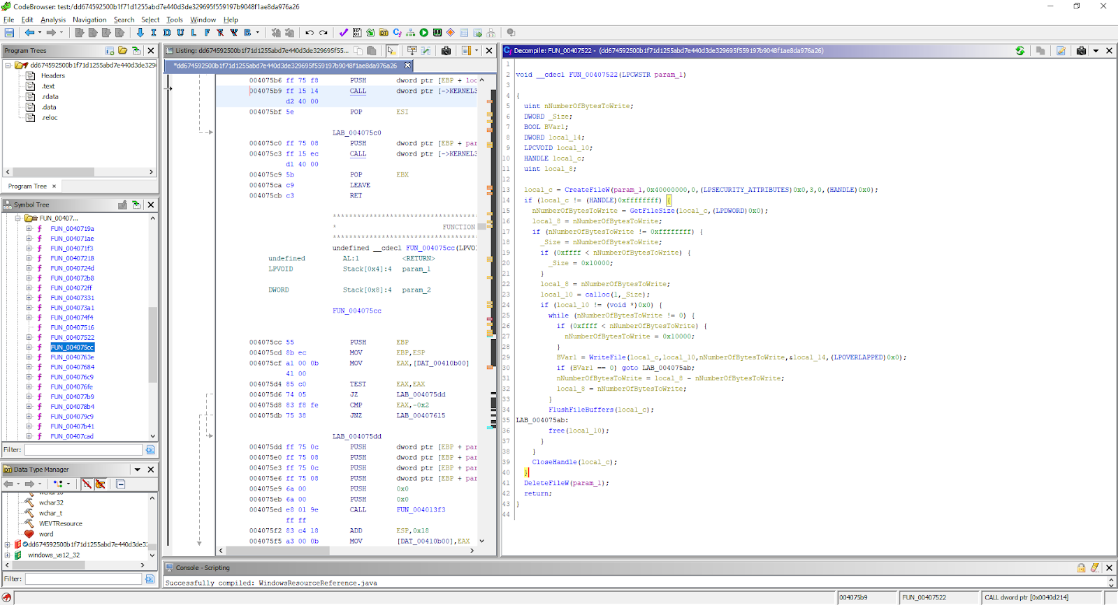 Ghidra tool interface
