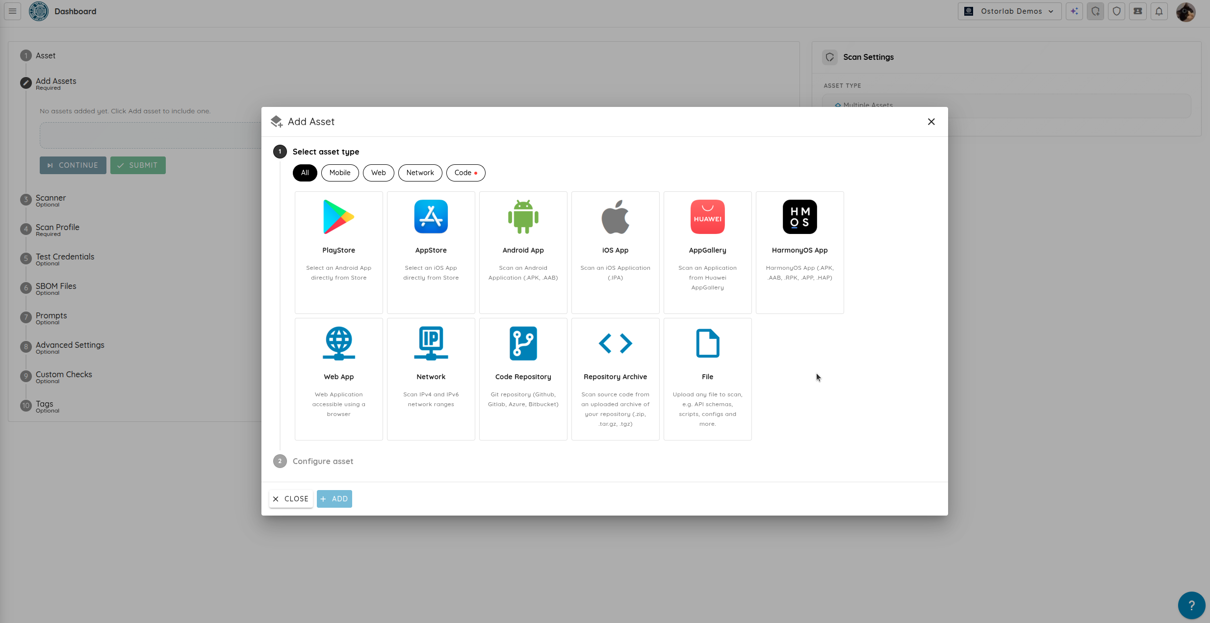 Scan multiple assets in a single scan