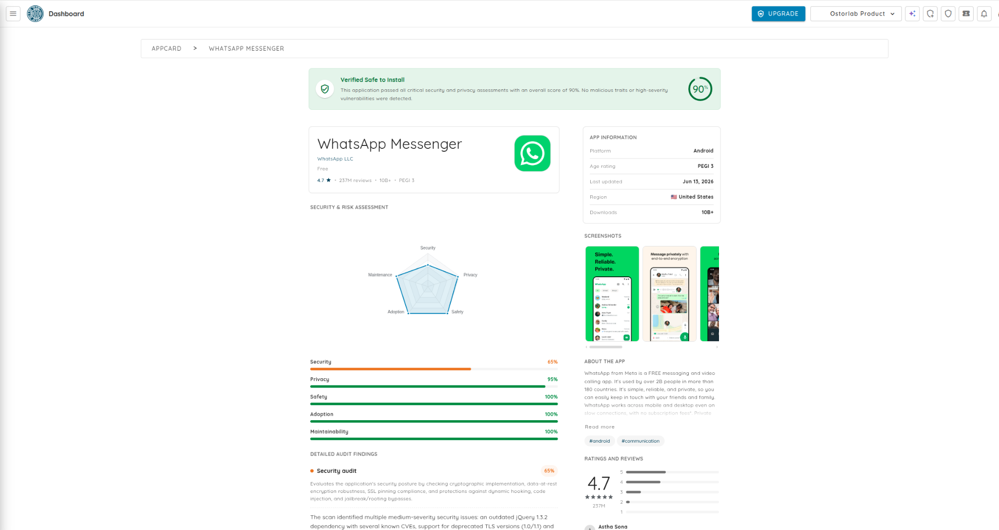 App Vetting risk score