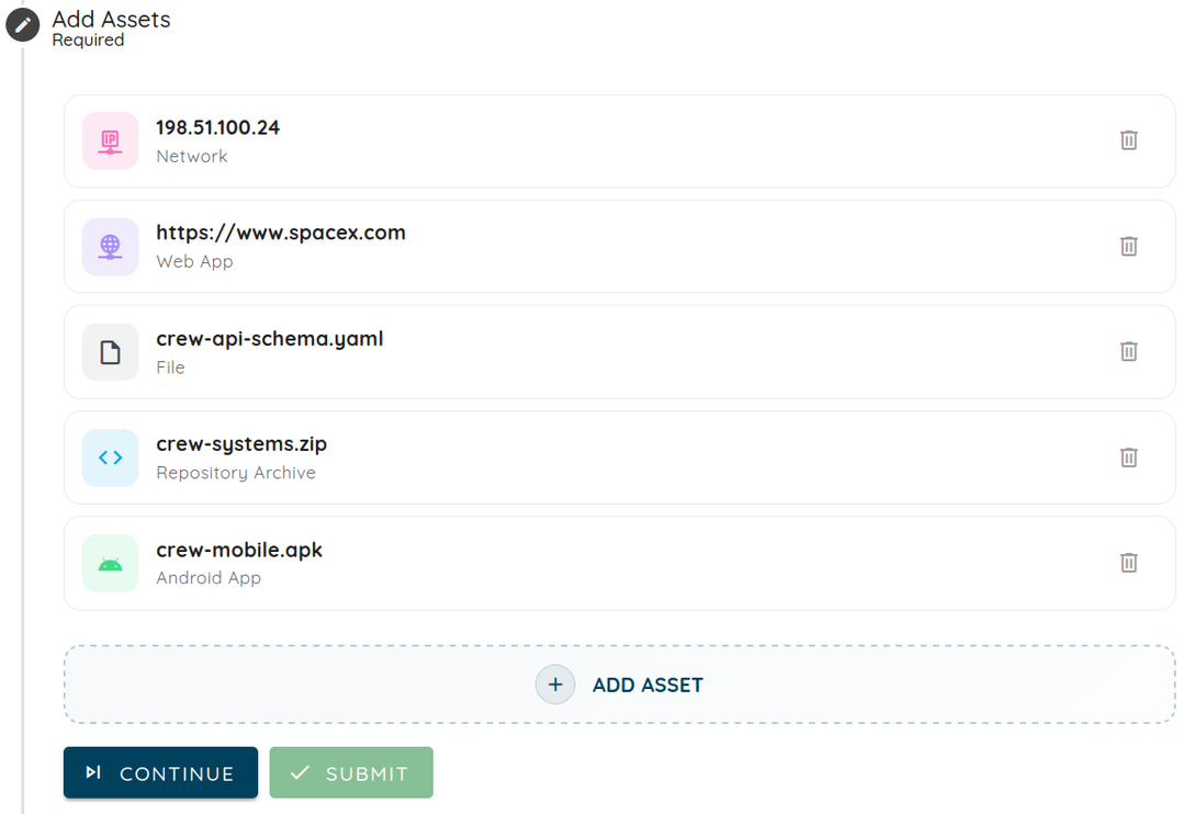 Adding assets to Multi-Asset scan